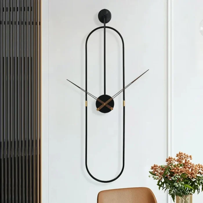 Luxury Modern Art Wall Clock Home Living Room Decor Watch Clock Creative Oval Metal Wall Clock Mute Wall Clocks Gifts 1