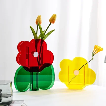 Acrylic Vase Creative Artistic Flower Container Modern Bedroom Flower Arrangement Nordic Office Desktop Decoration Ornament 2