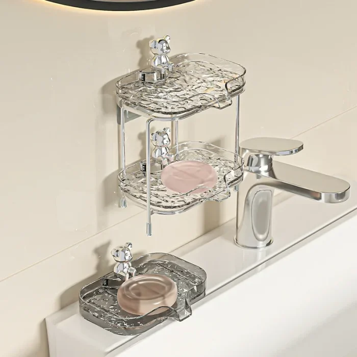 Luxury Double Layer Bathroom Soap Holder Wall Mounted Draining Soap Dish High End Home Use Soap Storage Rack 1