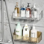 Bathroom Storage Rack Home Use No Drilling Toilet Wall Mounted Drainage Preventive Rustproof Washing Supplies Storage Shelf 4