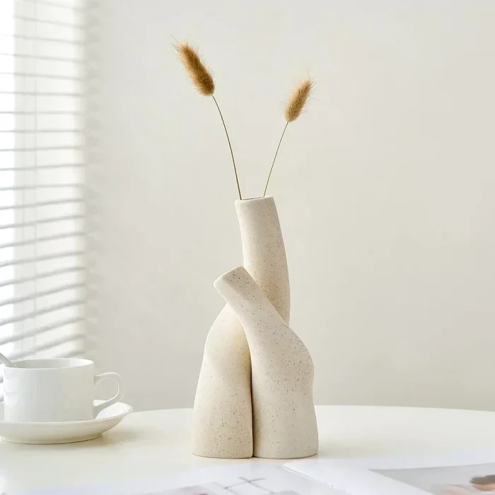 Nordic Simple Handmade Ceramic Frosted Desktop Vase Hydroponics Vase Dried Flower Arrangement Bottle Flower Pot Home Ornament 5