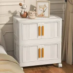 Large Capacity Double Door Folding Storage Box Magnetic Door Children's Wardrobe Kitchen Transparent Storage Shelf 4