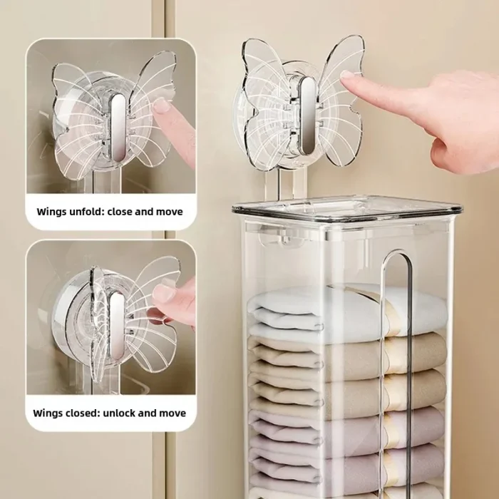 Large Capacity Suction Cup Underwear Storage Box With Lid Wall Mounted Bra Organizer Drawer Style Socks Storage Container 2