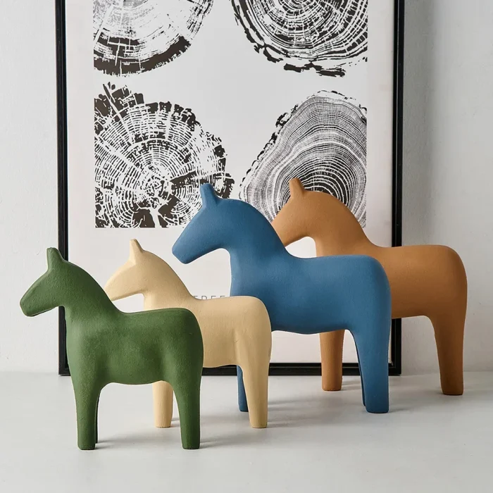 Simple Decoration Trojan Horse Wood Animal Figurines Home Decoration Accessories Kids Room Decoration Gift 3