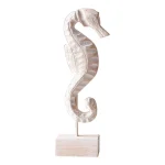 3pcs Wood Handmade Beach Nautical Style Figurines Starfish/Conch/Seahorse Statue Home Decor 6