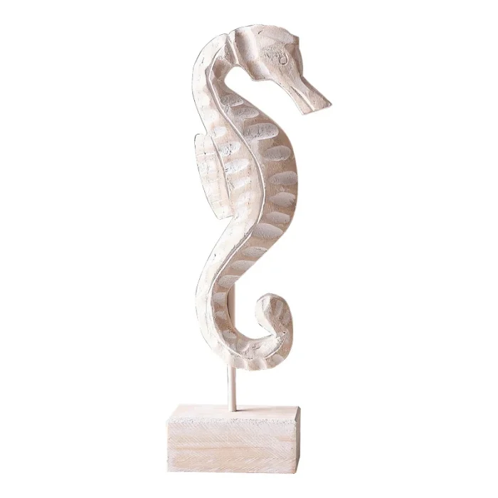 3pcs Wood Handmade Beach Nautical Style Figurines Starfish/Conch/Seahorse Statue Home Decor 6
