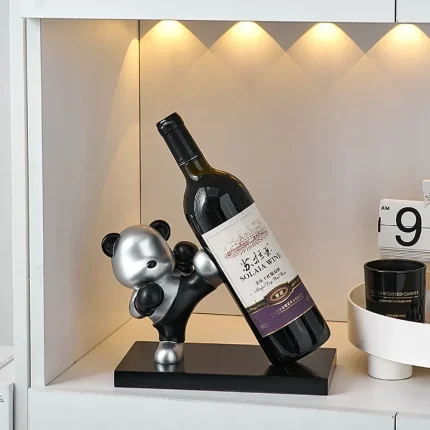 Individualistic Home Decor Decor Cool Boxer Bear Wine Bottle Holder Bar Counter Living Room TV Cabinet Ornament Resin Crafts 2
