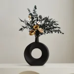 Nordic Style Ceramic Donut Vase Artistic Home Decoration Elegant Flower Container Simple Office Living Room Ornaments Desk Decor 4