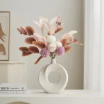 Nordic Style Ceramic Donut Vase Artistic Home Decoration Elegant Flower Container Simple Office Living Room Ornaments Desk Decor 3