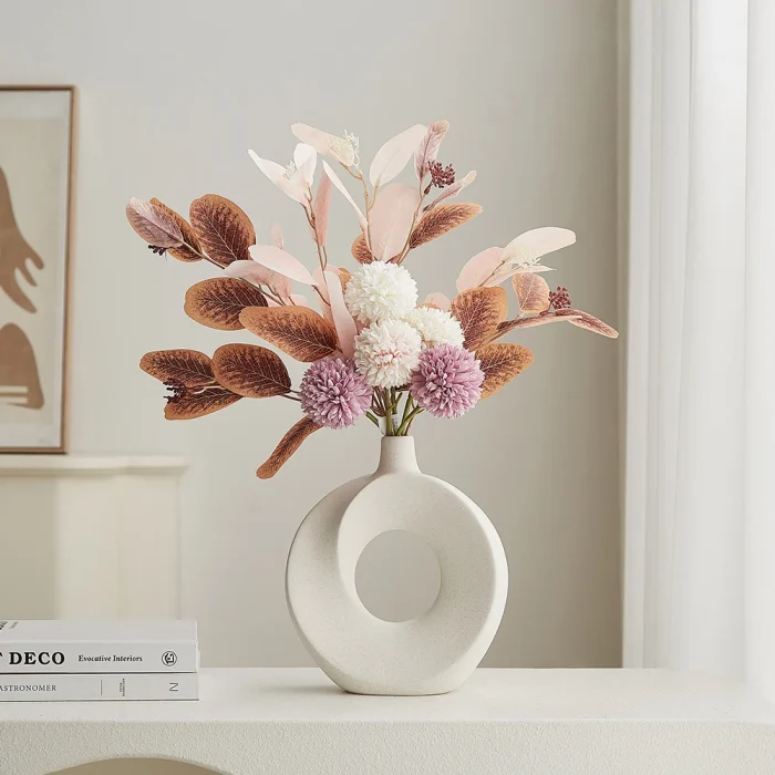 Nordic Style Ceramic Donut Vase Artistic Home Decoration Elegant Flower Container Simple Office Living Room Ornaments Desk Decor 3