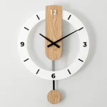 40cm Wall Clock Home Decor Wood Roman Numerals Scale Creative Silent Quartz Clock Living Room Decoration Mute Nordic Wall Clock 5