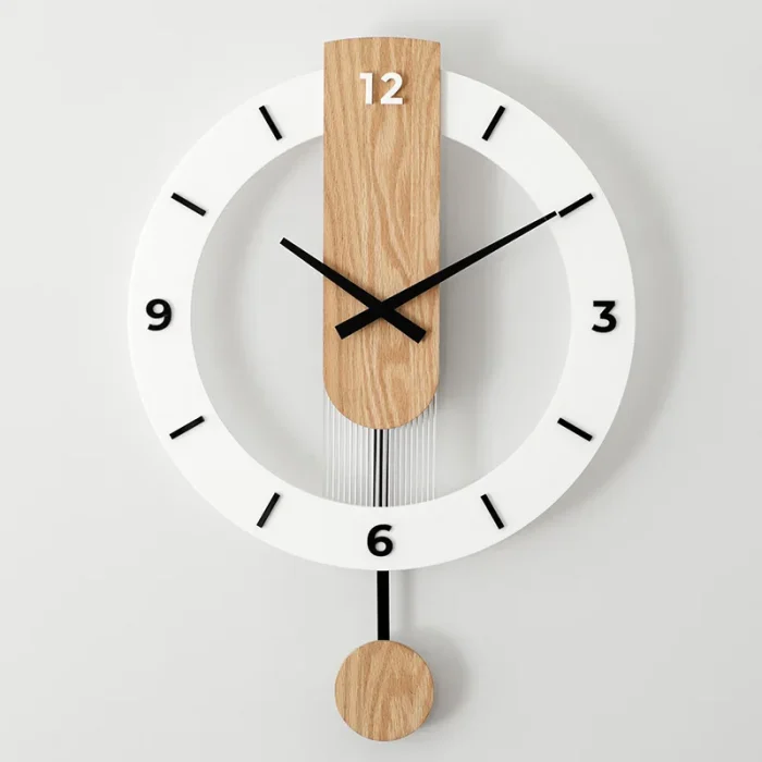 40cm Wall Clock Home Decor Wood Roman Numerals Scale Creative Silent Quartz Clock Living Room Decoration Mute Nordic Wall Clock 5