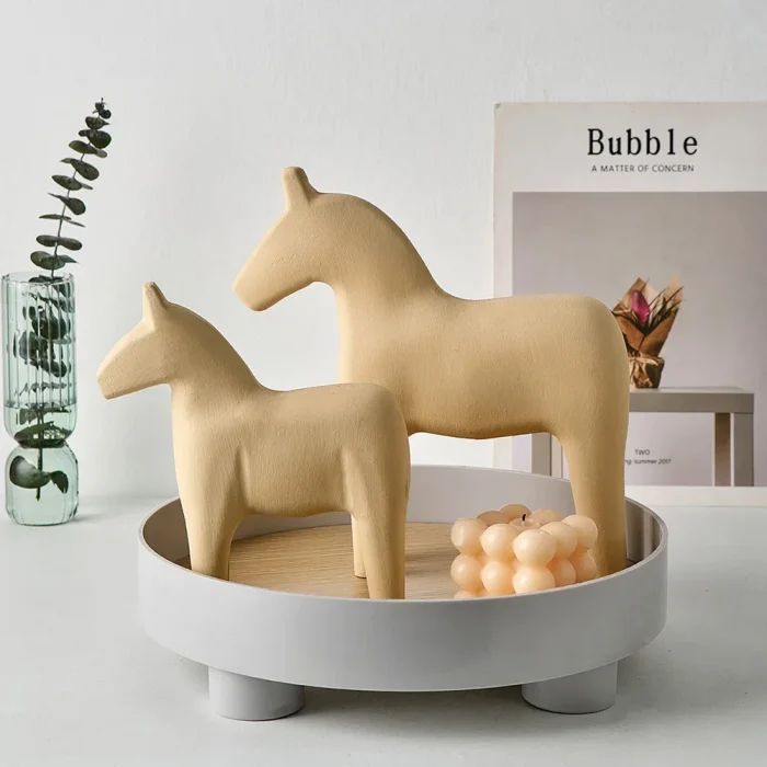 Simple Decoration Trojan Horse Wood Animal Figurines Home Decoration Accessories Kids Room Decoration Gift 4