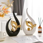 Artistic Ceramic Statue Light Luxury Living Room Decoration Sculptures and Figurines Office Desk Accessories Room Decor 4