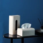 Leather Tissue Box Creative Woven Grid Imitation Leather  Extractable Tissue Box Household Storage Supplies Home Decoration 5