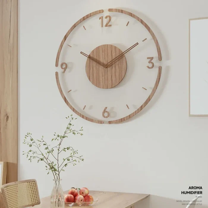 35cm Wall Clock Home Decor Solid Wood Creative Silent Quartz Clock Living Room Decoration Mute Nordic Wall Clock X-Space 2