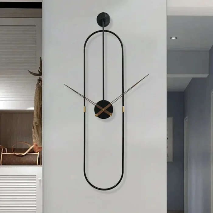 Luxury Modern Art Wall Clock Home Living Room Decor Watch Clock Creative Oval Metal Wall Clock Mute Wall Clocks Gifts 5