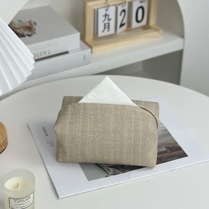 NEW Tissue Box Holder Leather Tissue Holder Simple Car Tissue Paper Holder Desktop Home Decoration Paper Towel Cover Photo Props 6