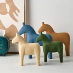 Simple Decoration Trojan Horse Wood Animal Figurines Home Decoration Accessories Kids Room Decoration Gift 2