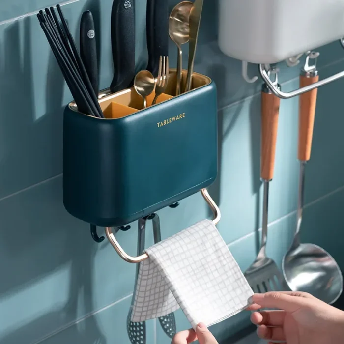 Creative New Kitchen Home Utensil Chopstick Holder Wall Mounted Chopstick Basket Storage Box Metal Storage Shelf 3