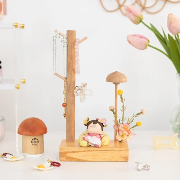Wood Mushroom Key Organizer Jewelry Storage Hanging Shelf Entryway Organizer Home Desktop Decorative Shelf Housewarming Gift 3