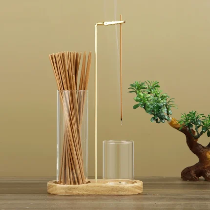 2 in 1 Incense Holder for Sticks Anti-Ash Flying Incense Burne with Removable Glass Ash Catcher and Incense Sticks Organizer 2