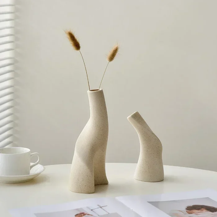 Nordic Simple Handmade Ceramic Frosted Desktop Vase Hydroponics Vase Dried Flower Arrangement Bottle Flower Pot Home Ornament 1