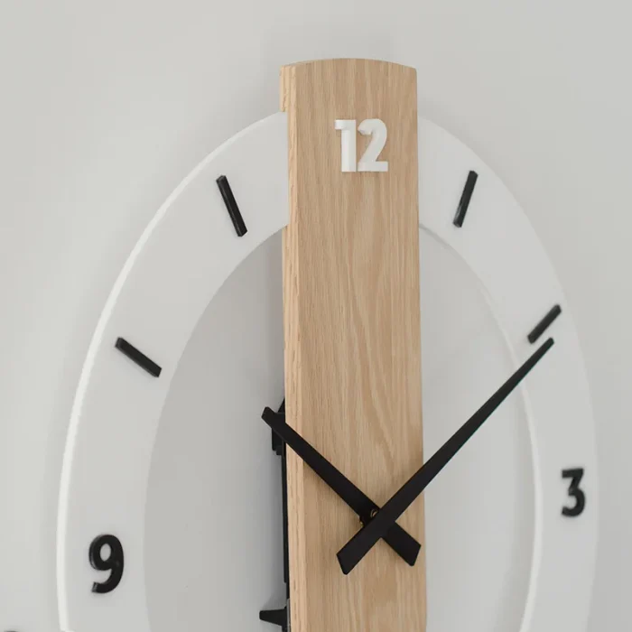40cm Wall Clock Home Decor Wood Roman Numerals Scale Creative Silent Quartz Clock Living Room Decoration Mute Nordic Wall Clock 3