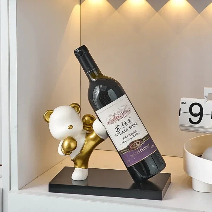 Individualistic Home Decor Decor Cool Boxer Bear Wine Bottle Holder Bar Counter Living Room TV Cabinet Ornament Resin Crafts 4