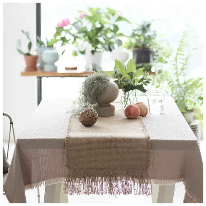 Jute Rug Area Rugs Macrame Table Runner Tables Cloth Decoration Carpet with Tassels Badroom Floor Mats Nordic Chic Room Decor 3