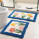 Floral Tufting Bathroom Mat Soft Tulip Bedside Foot Carpet Rug Floor Pad Bedroom Doormat Aesthetic Home Room Tidy Decor 2
