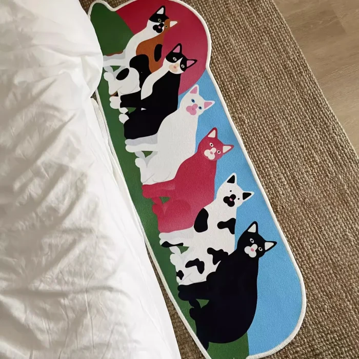 Long Printing Cats Bedroom Rug Cartoon Animal Bedside Mat Soft Living Room Carpet Floor Pad Doormat Kawaii Home Decor 48x140cm 1