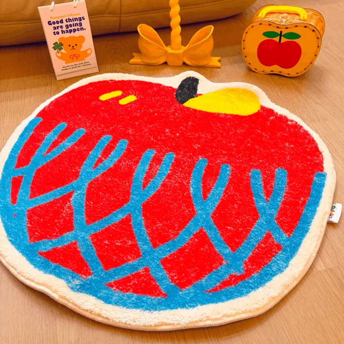 Cute Printing Fruit Bedroom Rug Cartoon Apple Peach Bedside Mat Soft Living Room Carpet Area Floor Pet Pad Aesthetic Home Decor 4
