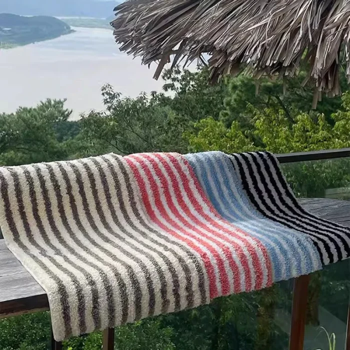 Tufting Stripe Bathrooom Mat Bedroom Rug Soft Fluffy Geometric Bathmat Bedside Carpet Floor Anti Slip Pad Home Decor 40x70cm 1