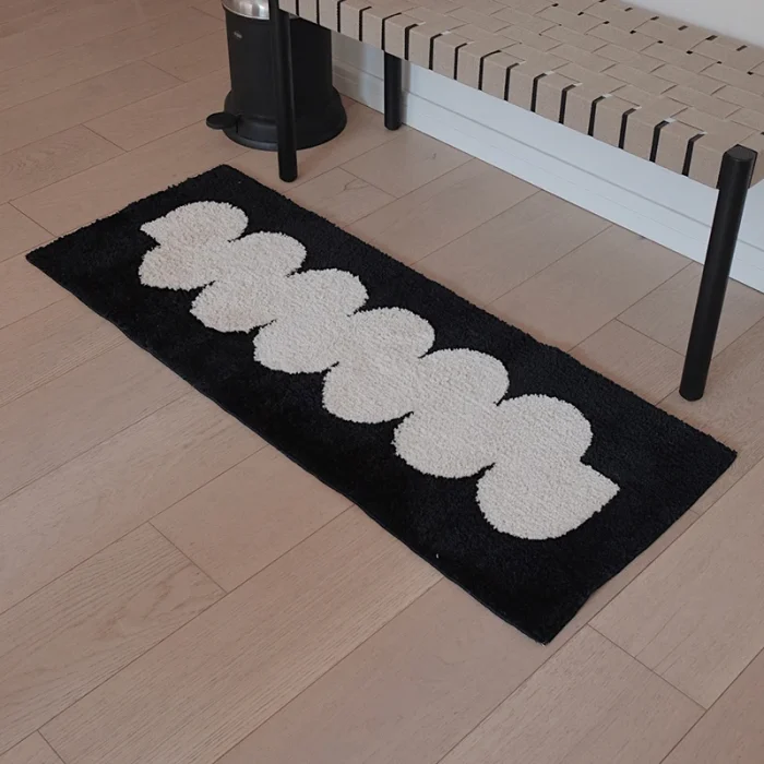 Black White Tufting Bedside Rug Soft Geometric Bathmat Bedroom Carpet Cloakroom Mat Floor Pad Tidy Aesthetic Home Decor 5