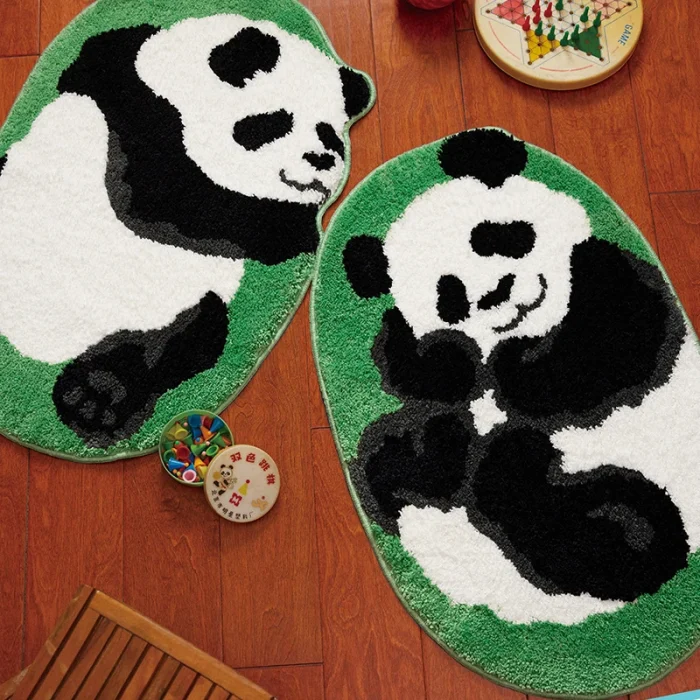 Tufting Panda Bathroom Mat Soft Cartoon Animal Kids Room Pad Living Area Carpet Anti-slip Rug Kawaii Home Nursery Decor 50x80cm 3