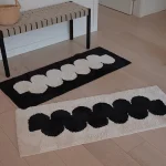 Black White Tufting Bedside Rug Soft Geometric Bathmat Bedroom Carpet Cloakroom Mat Floor Pad Tidy Aesthetic Home Decor 4
