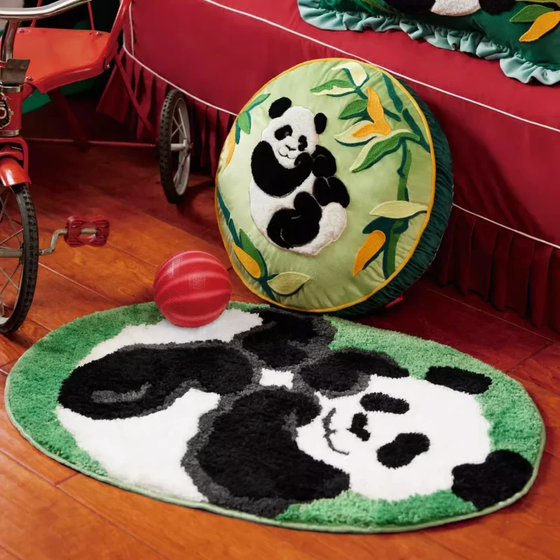 Tufting Panda Bathroom Mat Soft Cartoon Animal Kids Room Pad Living Area Carpet Anti-slip Rug Kawaii Home Nursery Decor 50x80cm 2