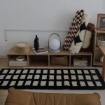 Tufting Black White Grids Bedside Rug Soft Geometric Carpet Bathroom Floor Pad Kids Room Bedroom Doormat Aesthetic Home Decor 3