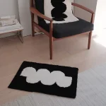 Black White Tufting Bedside Rug Soft Geometric Bathmat Bedroom Carpet Cloakroom Mat Floor Pad Tidy Aesthetic Home Decor 2
