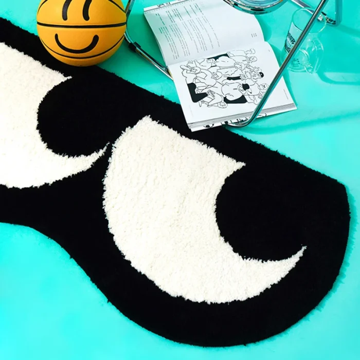 Funny Eyes Bedroom Rug Nordic Tufting Black White Mat Bathmat Fluffy Carpet Floor Pad Aesthetic Home Kids Room Nursery Decor 2