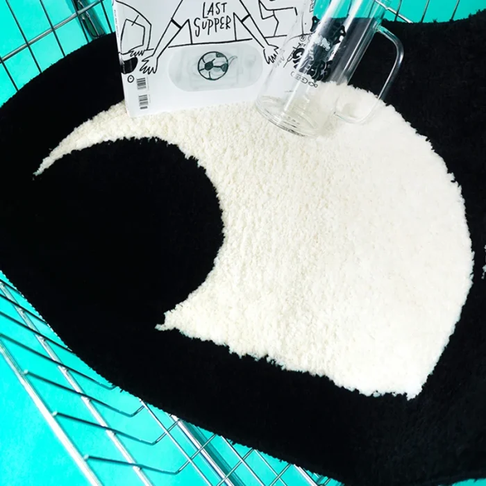 Funny Eyes Bedroom Rug Nordic Tufting Black White Mat Bathmat Fluffy Carpet Floor Pad Aesthetic Home Kids Room Nursery Decor 3