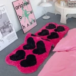Tufting Long Pink Rug Heart Shape Carpet Living Area Bedroom Floor Anti Slip Pad Baby Kids Room Home Nursery Decor 50X140CM 3
