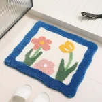 Floral Tufting Bathroom Mat Soft Tulip Bedside Foot Carpet Rug Floor Pad Bedroom Doormat Aesthetic Home Room Tidy Decor 1