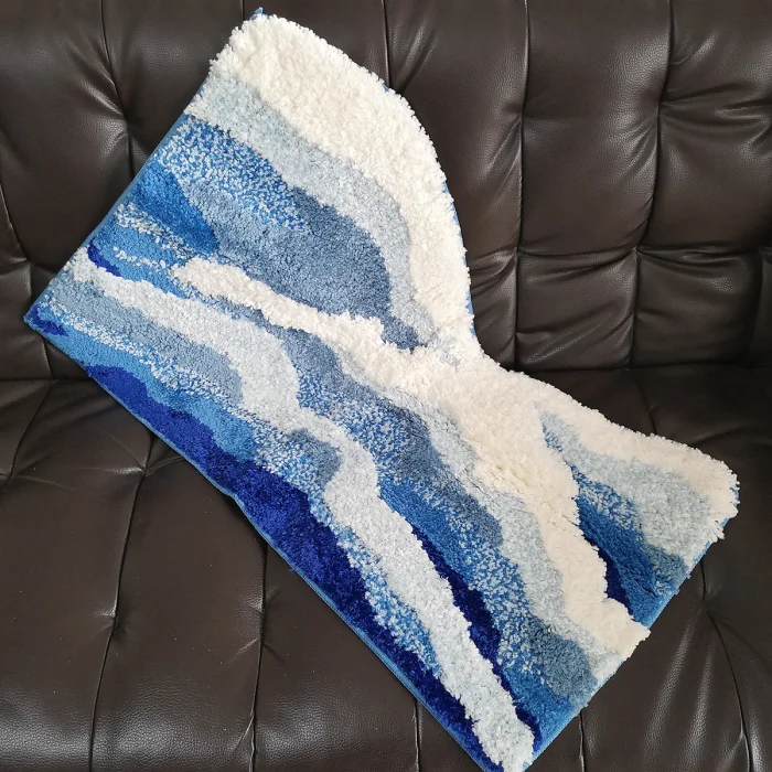 Tufting Ocean Rug Bathroom Mat Soft Fluffy Scenic Wave Bedroom Living Room Carpet Floor Safety Pad Aesthetic Home Room Decor 5