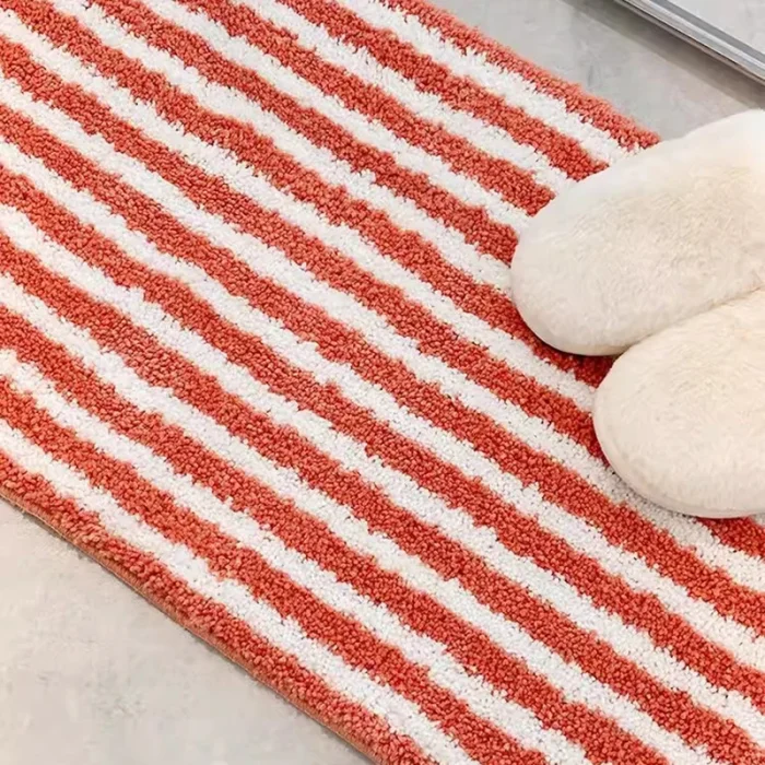Tufting Stripe Bathrooom Mat Bedroom Rug Soft Fluffy Geometric Bathmat Bedside Carpet Floor Anti Slip Pad Home Decor 40x70cm 4