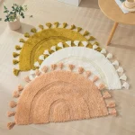 Semicircle Cotton Rug Handmade Tassels Mat Soft Kids Pet Game Play Area Carpet Children Bedroom Decorative Pad Home Room Decor 1
