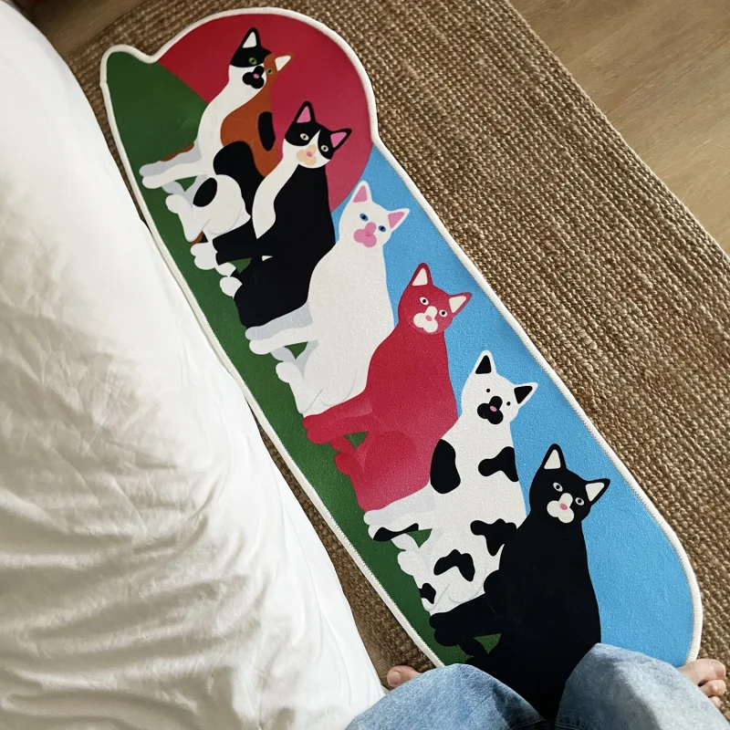Long Printing Cats Bedroom Rug Cartoon Animal Bedside Mat Soft Living Room Carpet Floor Pad Doormat Kawaii Home Decor 48x140cm 2