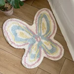 Tufting Butterfly Bathroom Mat Living Room Carpet Bathmat Bedside Rug Soft Bedroom Floor Pad Aesthetic Home Decor 60x60cm 1