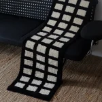 Tufting Black White Grids Bedside Rug Soft Geometric Carpet Bathroom Floor Pad Kids Room Bedroom Doormat Aesthetic Home Decor 2